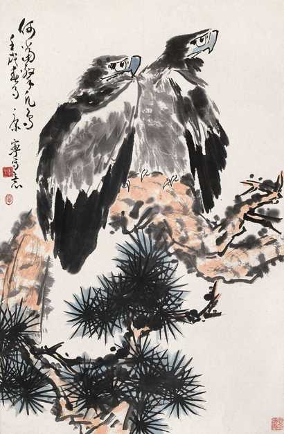 康宁 壬戌（1982年） 双鹰 镜心